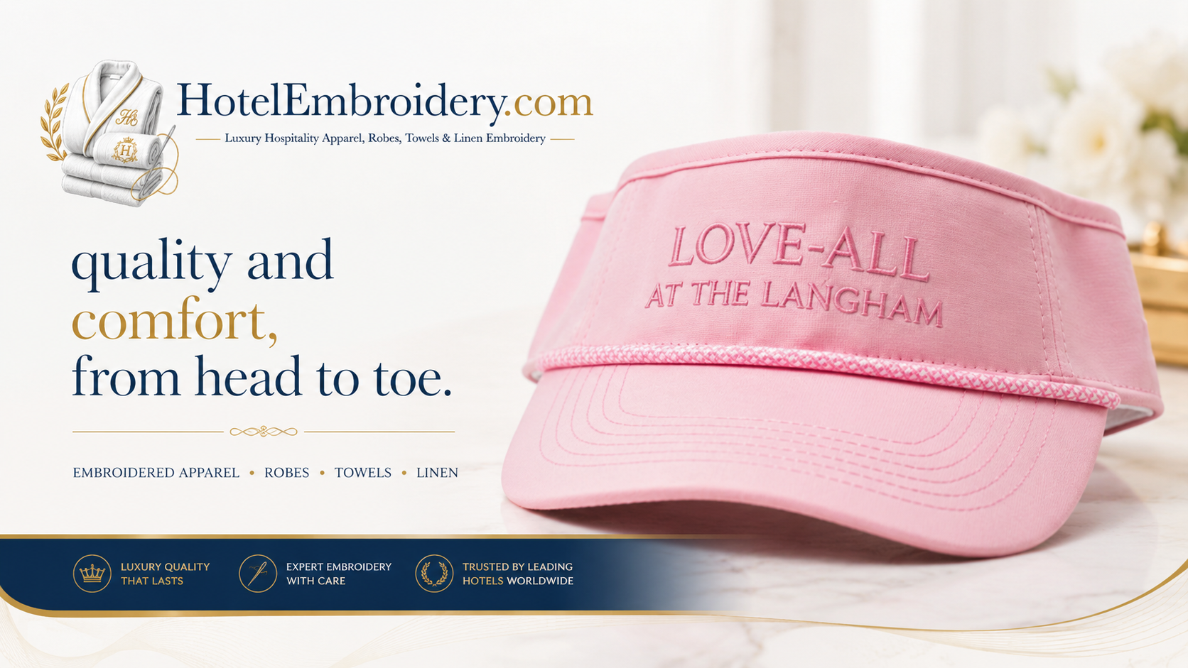 Quality and comfort from head to toe embroidered hospitality cap